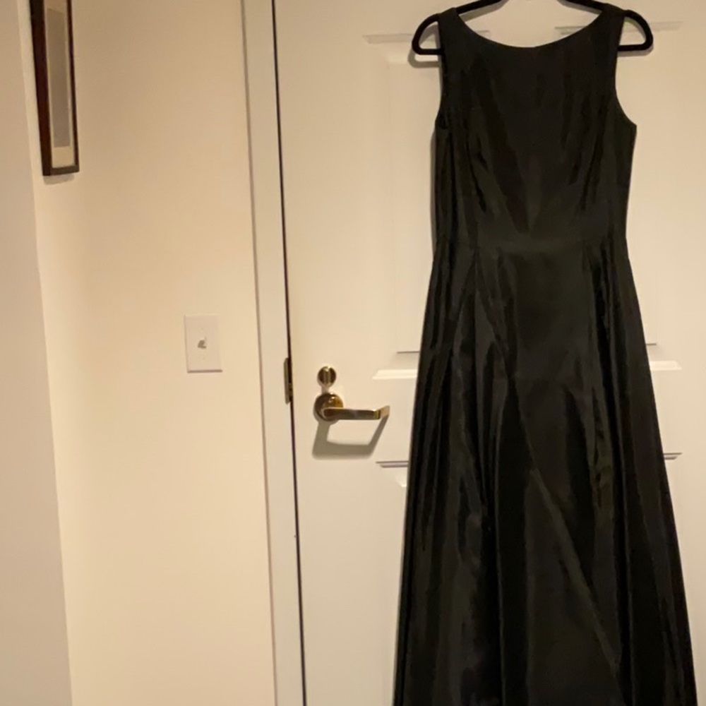 Black taffeta full length lined dress
